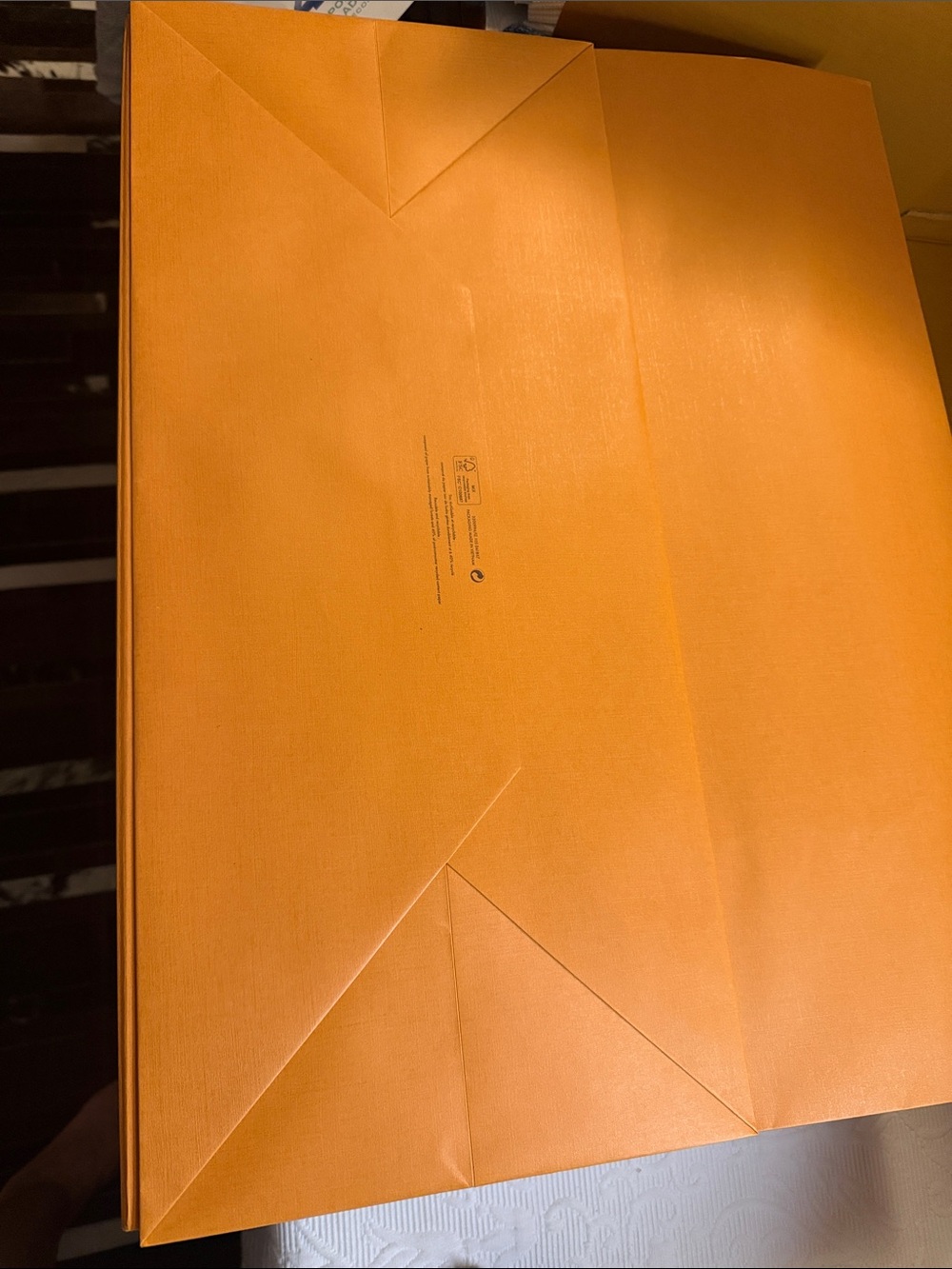 Louis Vuitton Orange Gift Bag with Blue Ribbon Handle and Box Set. - Picture 11 of 15